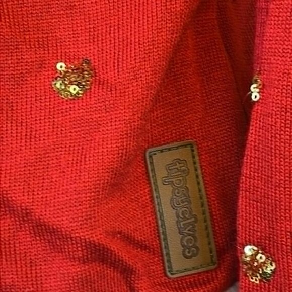 Tipsy Elves Holiday Red and White Sweater SZ Sm with Gold Accent Ugly Sweater - Picture 8 of 10